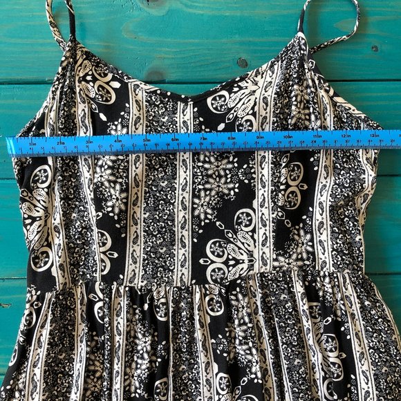 H&M Asymmetrical Black & White Paisley Dress with Adjustable Spaghetti Straps - Picture 9 of 13